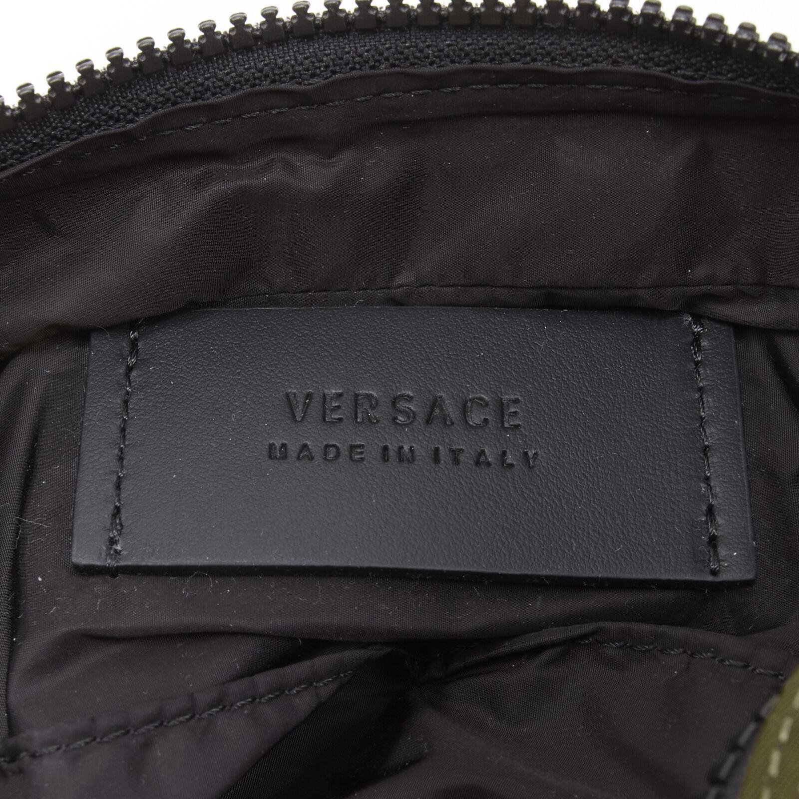 new VERSACE reflective logo green nylon Greca strap crossbody messenger bag For Sale 5
