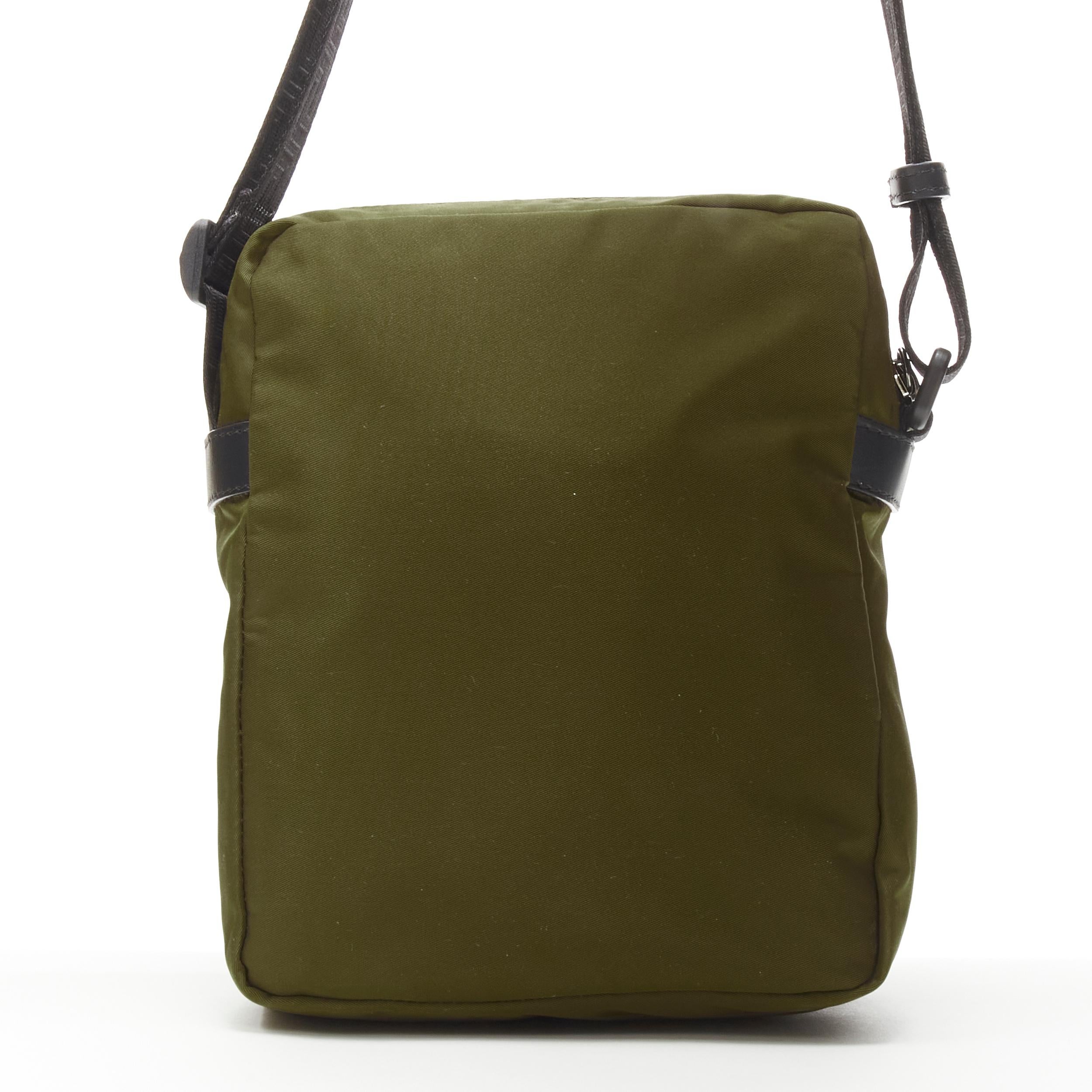 Brown new VERSACE reflective logo green nylon Greca strap crossbody messenger bag