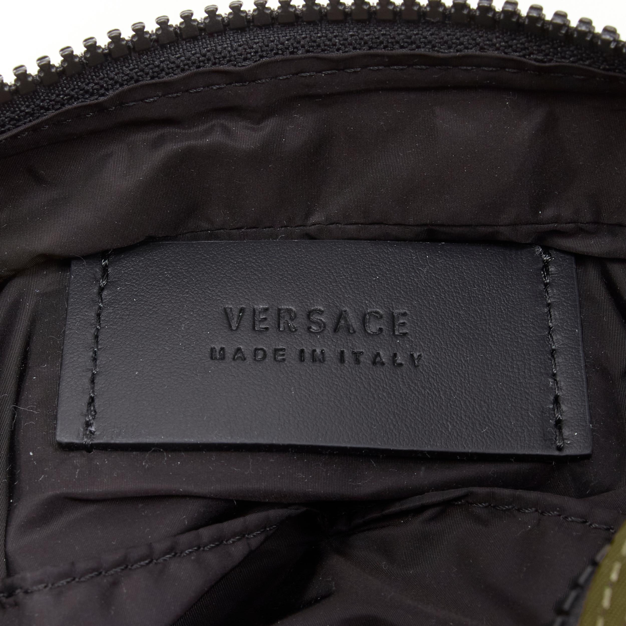 new VERSACE reflective logo green nylon Greca strap crossbody messenger bag For Sale 1