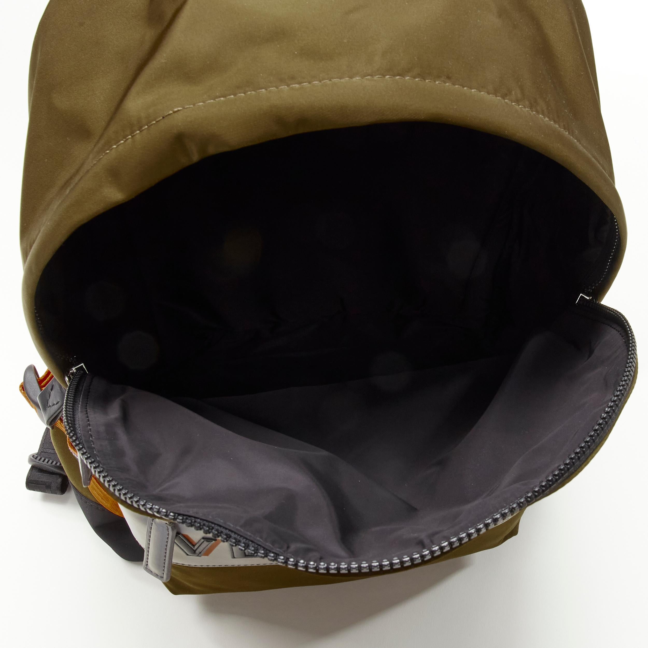 new VERSACE Reflective Logo green nylon orange Greca strap backpack 1