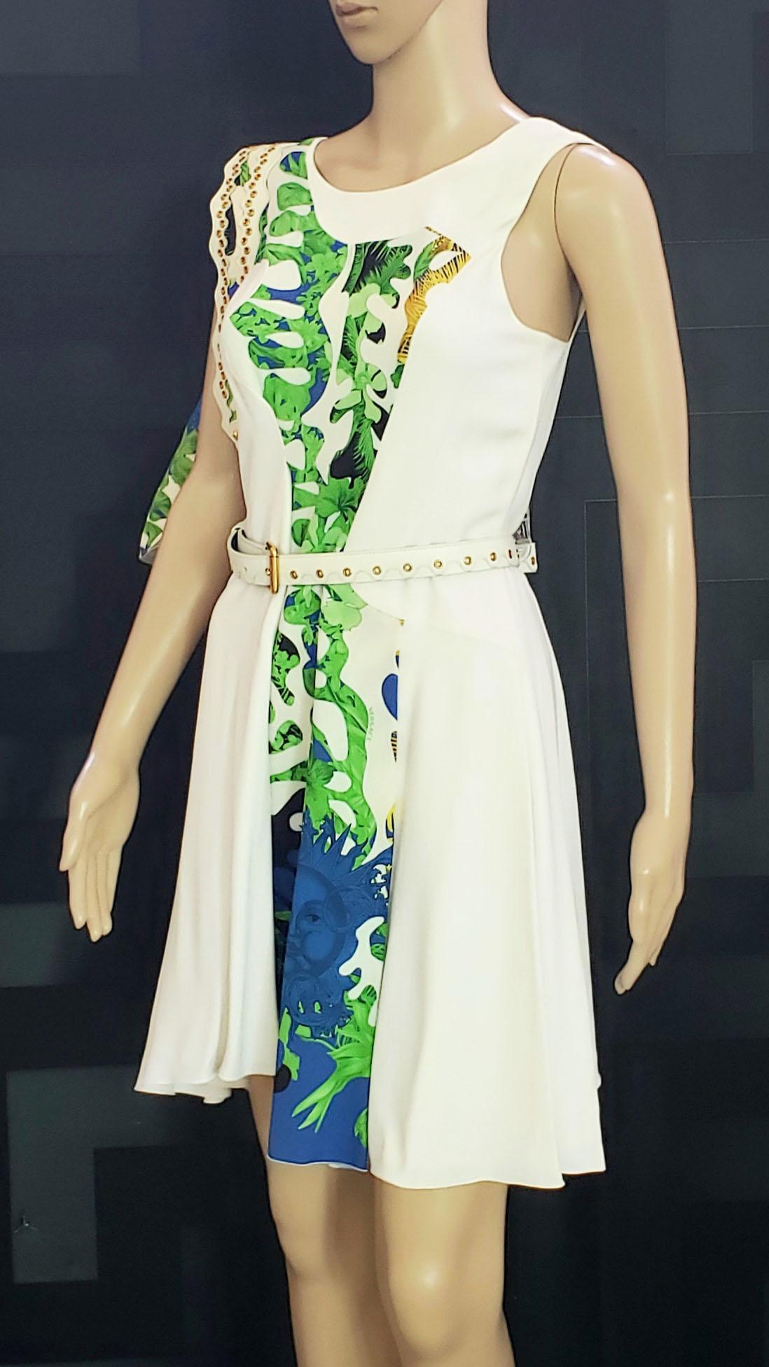 NEW VERSACE RESORT 2012 LOOK#16 SILK WHITE DRESS, BACKPACK and BELT Size US 2 For Sale 6