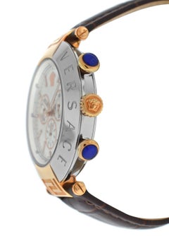 New Versace Reve Steel Gold Tone XL Quartz Chrono Date Watch