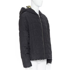 new VERSACE Reversible Baroque Alphabet black gold print quilted jacket IT56 3XL