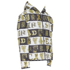 new VERSACE Reversible Baroque Alphabet black gold print quilted jacket IT56 3XL
