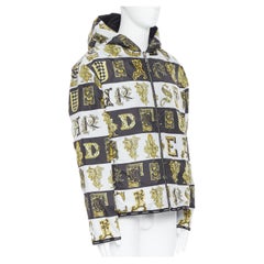 new VERSACE Reversible Baroque Alphabet black gold print quilted jacket IT56 3XL