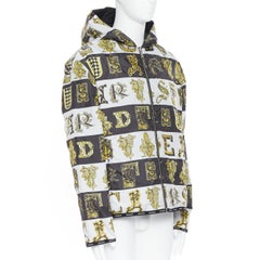 new VERSACE Reversible Baroque Alphabet gold black nylon quilted jacket IT54 2XL