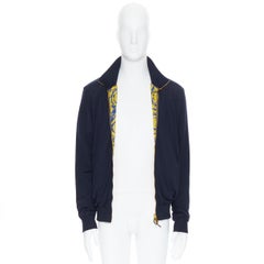 new VERSACE Reversible gold blue royal baroque windbreaker wool jacket EU48 M