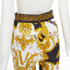new VERSACE Rodeo Barocco black gold baroque harness legging pants M IT42