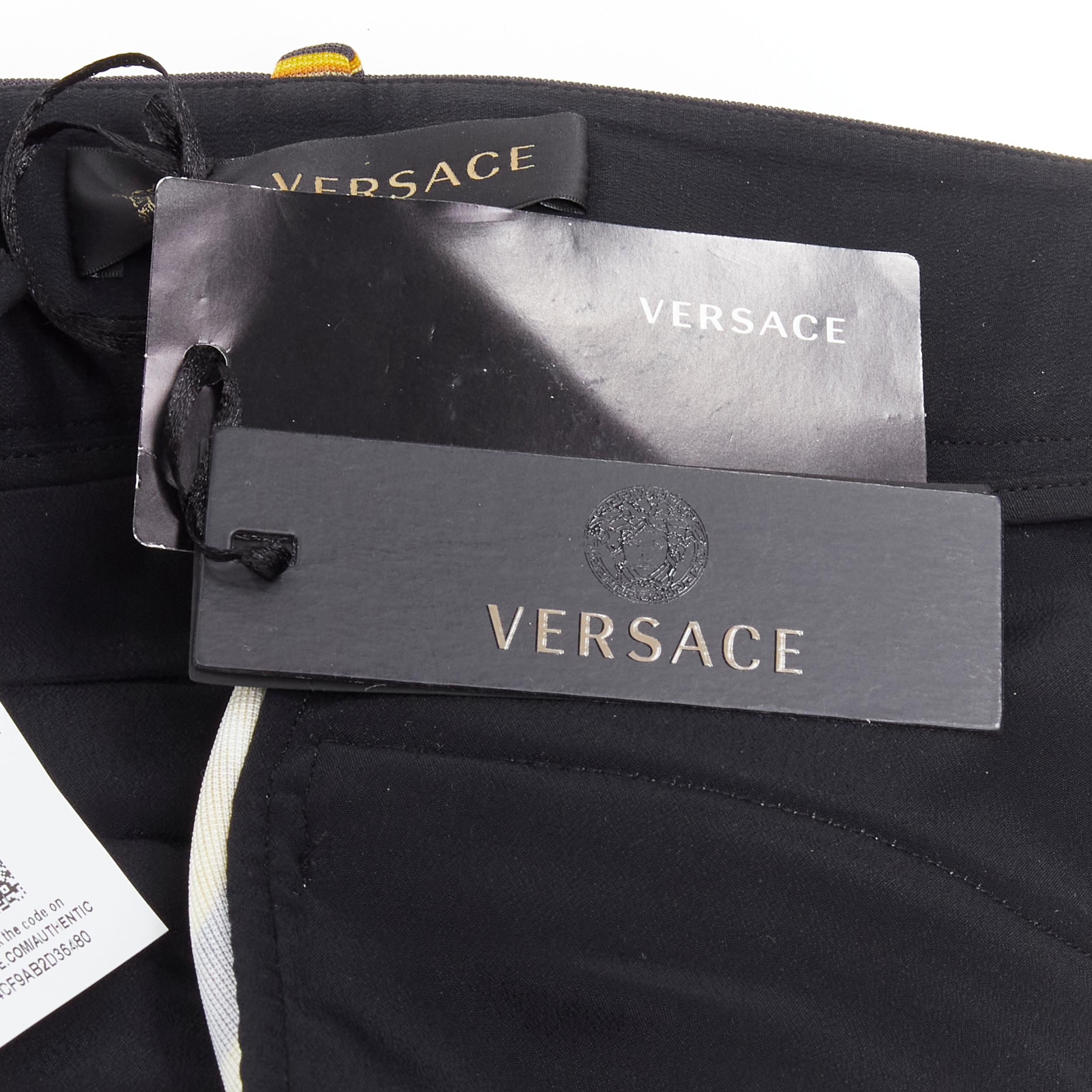 new VERSACE Rodeo Barocco black gold baroque harness legging pants M IT42 For Sale 3