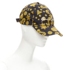 new VERSACE Rodeo Barocco black gold Medusa logo print baseball cap 60cm L 7 1/2