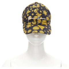 new VERSACE Rodeo Barocco black gold Medusa logo print baseball cap 60cm L 7 1/2