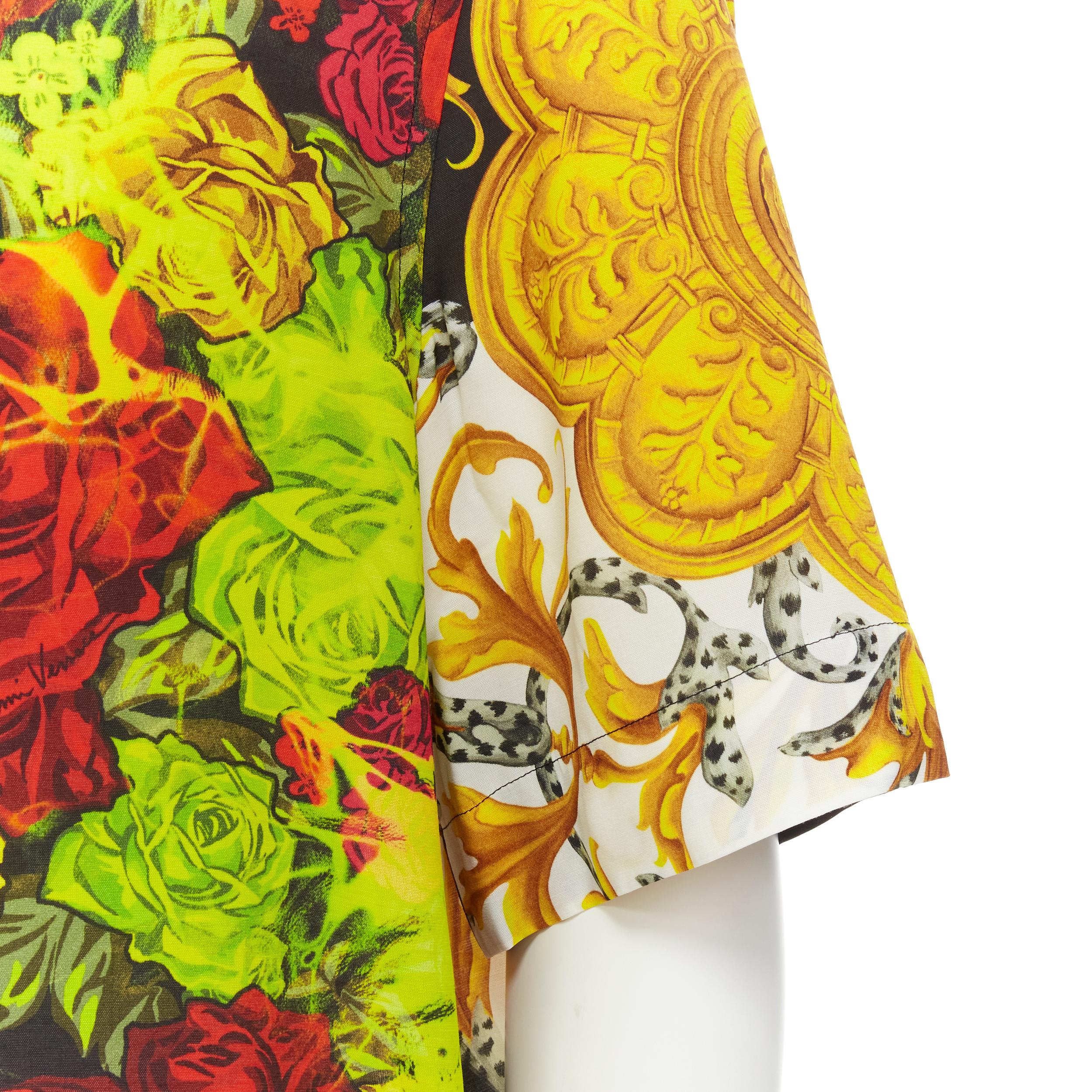 Men's new VERSACE Rose Floral Barocco Acanthus print short sleeve shirt EU38 S For Sale