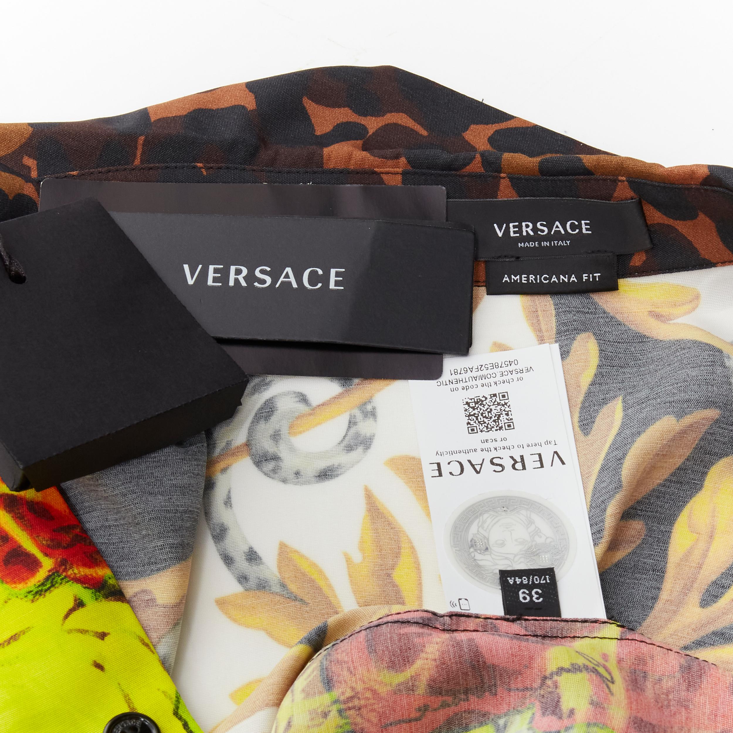 new VERSACE Rose Floral Barocco Acanthus print short sleeve shirt EU39 M For Sale 5
