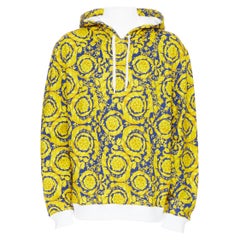 Vul in pols Rijd weg new VERSACE royal blue gold floral baroque print 100% cotton hoodie sweater  3XL at 1stDibs | versace sweatshirt, versace gold