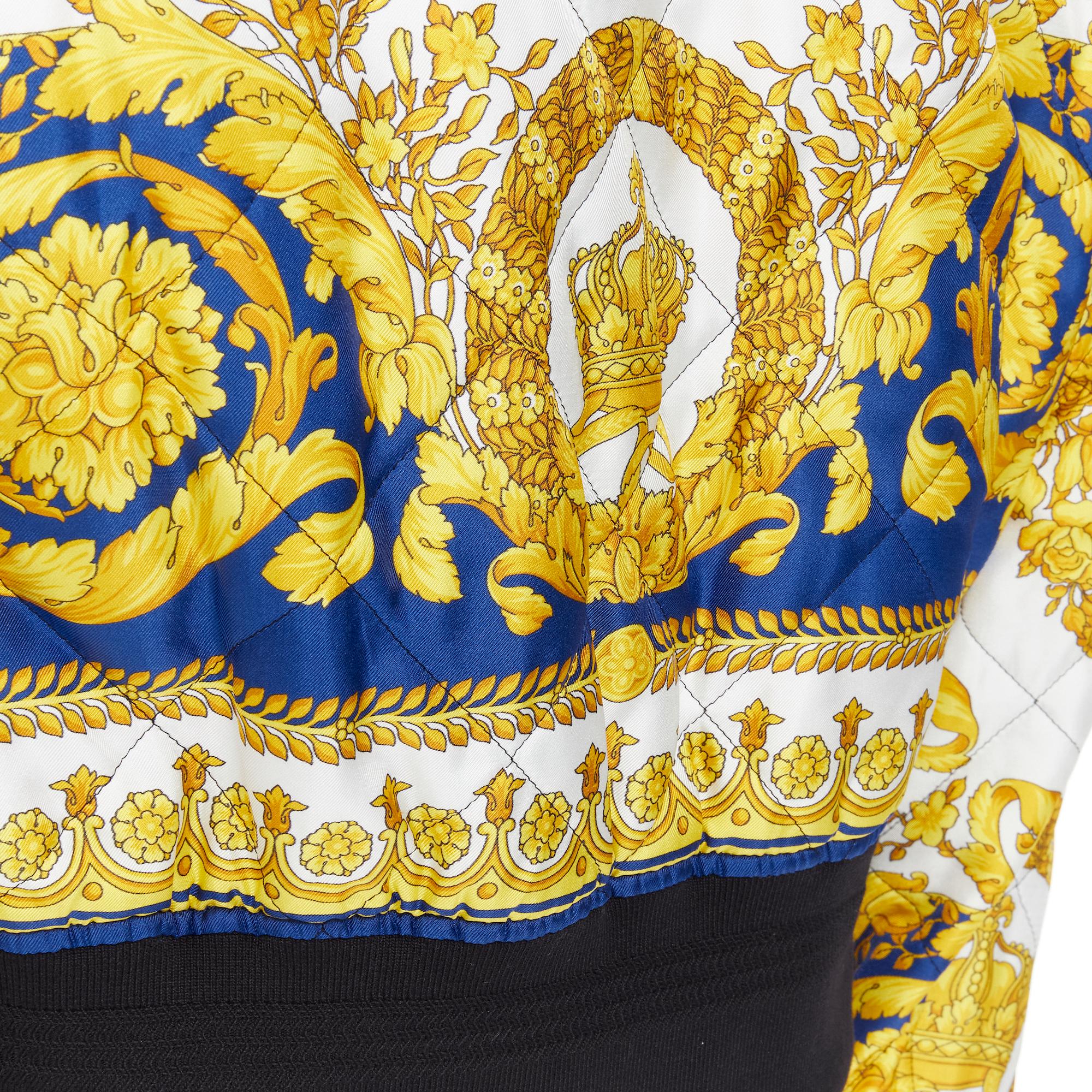 new VERSACE royal blue gold Medusa Barocco diamond quilted bomber jacket IT52 XL 3