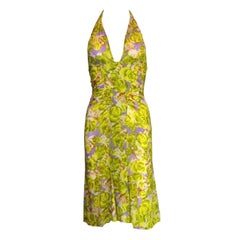 NEW Versace Ruched Rose Floral Print Silk Dress 2004 seen on Teri 38