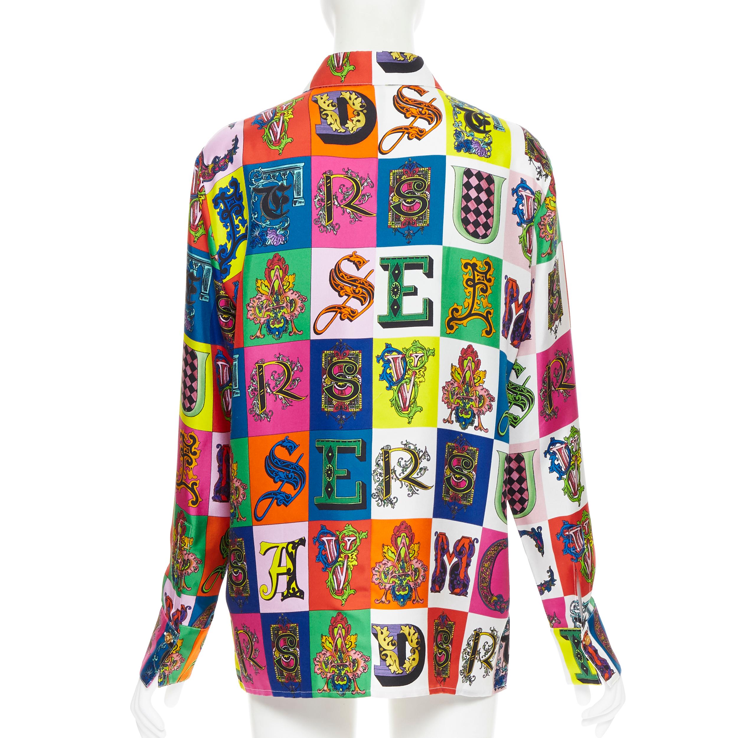 nuova VERSACE Camicia con bottoni Medusa in alfabeto barocco, 100% seta, IT42 M. 1