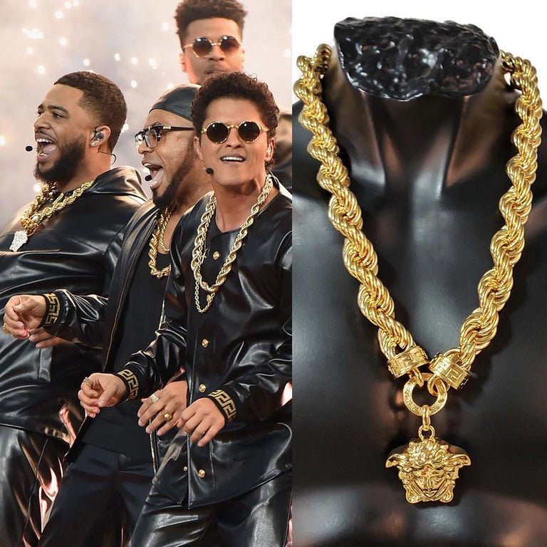 New Versace Runway 24K Gold Plated Medusa Chain Necklace as seen on