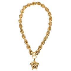 New Versace Runway 24K Gold Plated Medusa Chain Necklace as seen on Bruno Mars