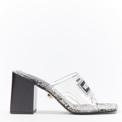 new VERSACE Runway 90's Vintage Logo transparent PVC block heel sandals EU36