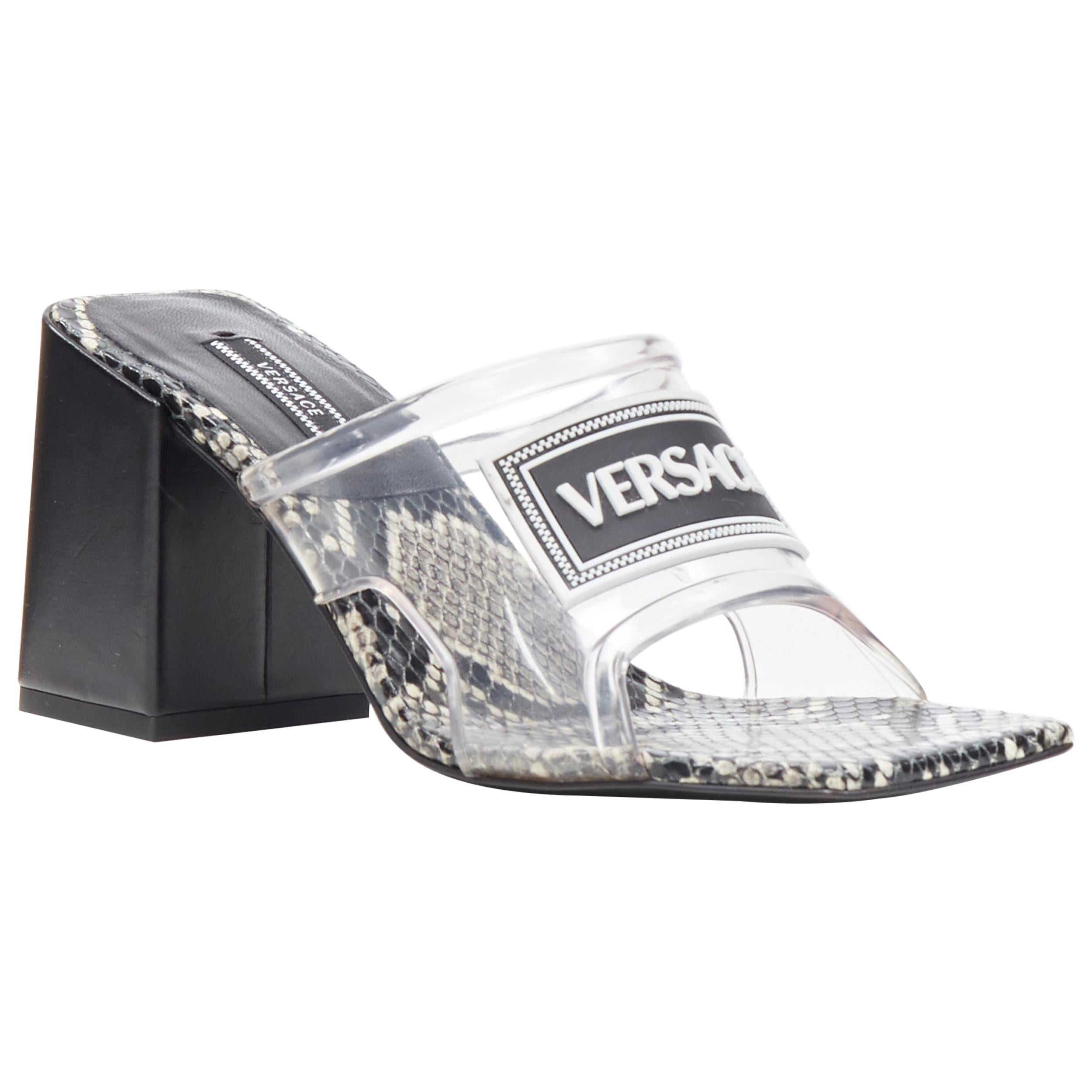 versace 90s vintage logo mid heel sandals