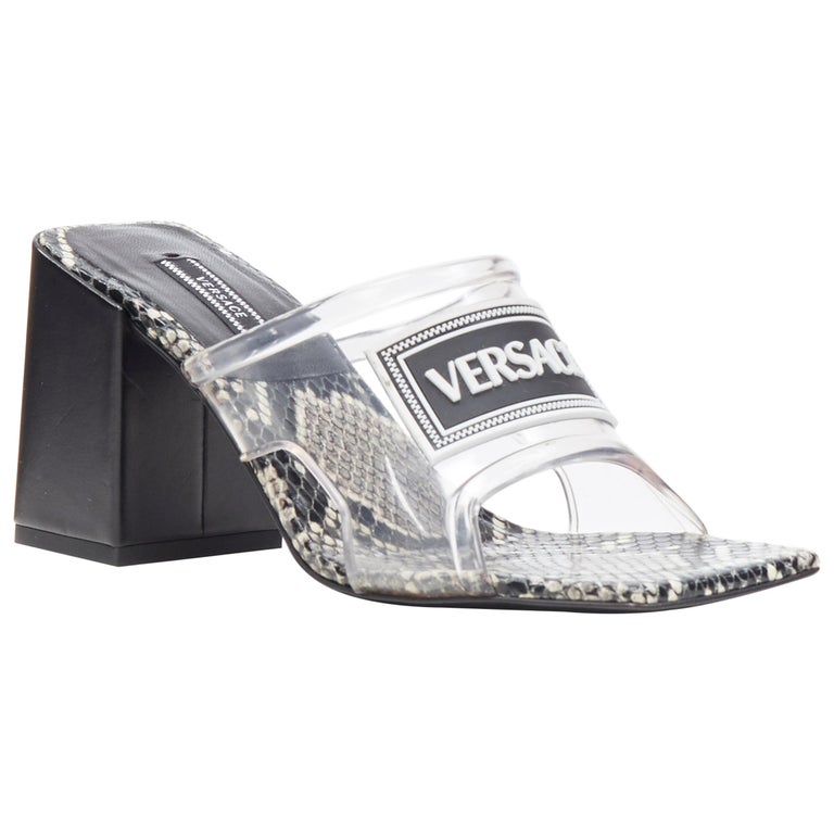 new VERSACE Runway 90's Vintage Logo transparent PVC block heel sandals  EU36 at 1stDibs | versace clear sandals, versace transparent heels, versace  pvc heels