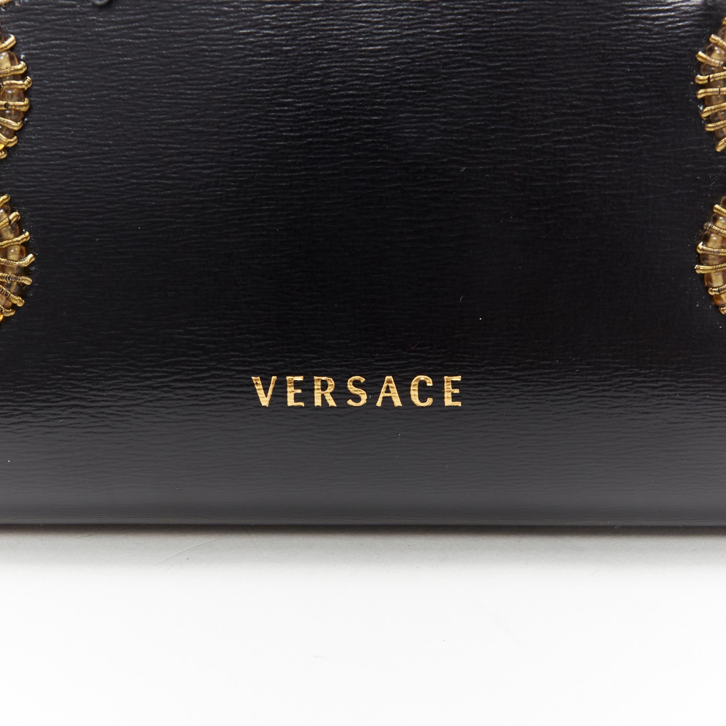 new VERSACE Runway black leather Byzantium Cross embellished wallet on chain bag 5