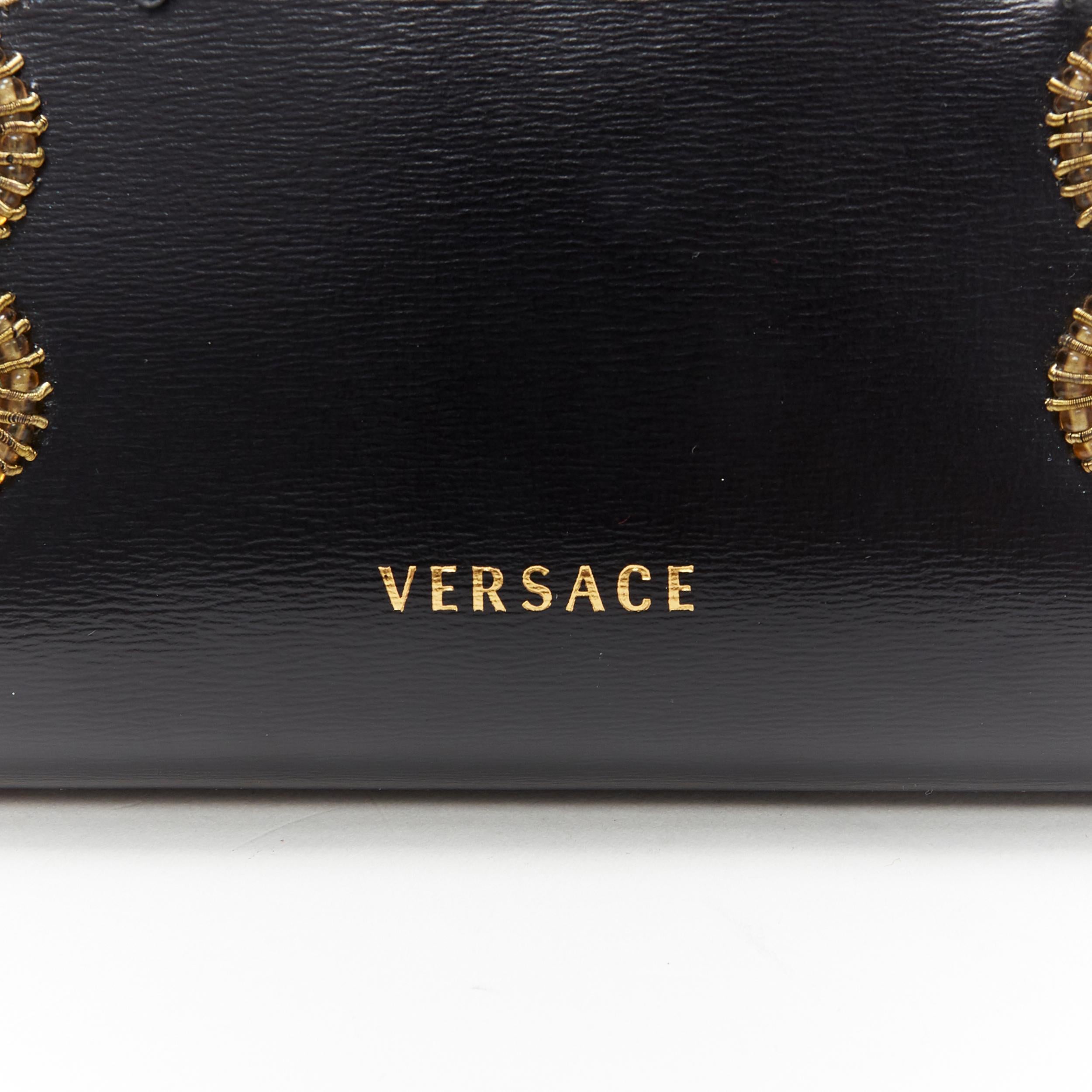 nuevo VERSACE Runway cuero negro Byzantium Cross cartera embellecida en bolso con cadena 5