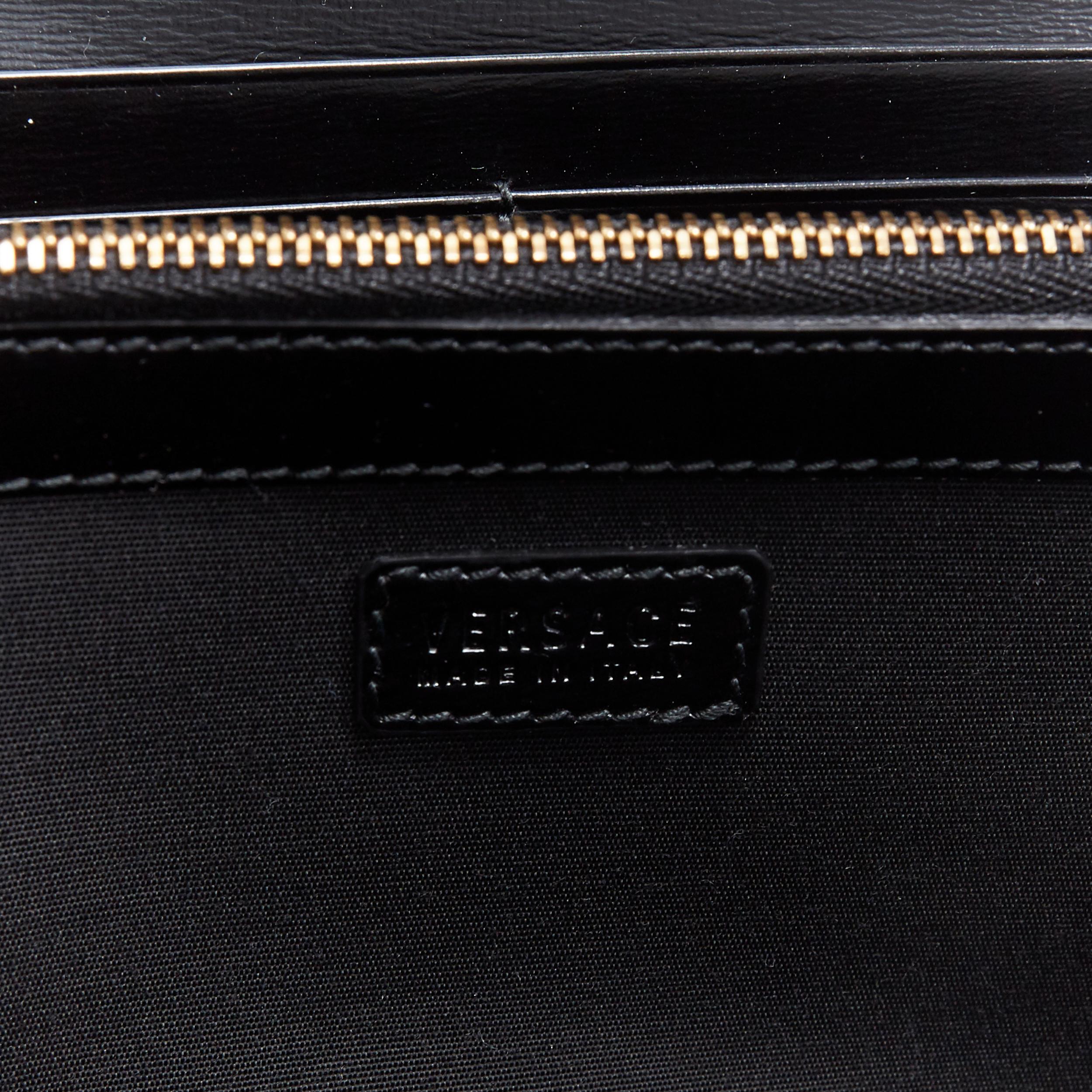 nuevo VERSACE Runway cuero negro Byzantium Cross cartera embellecida en bolso con cadena 7