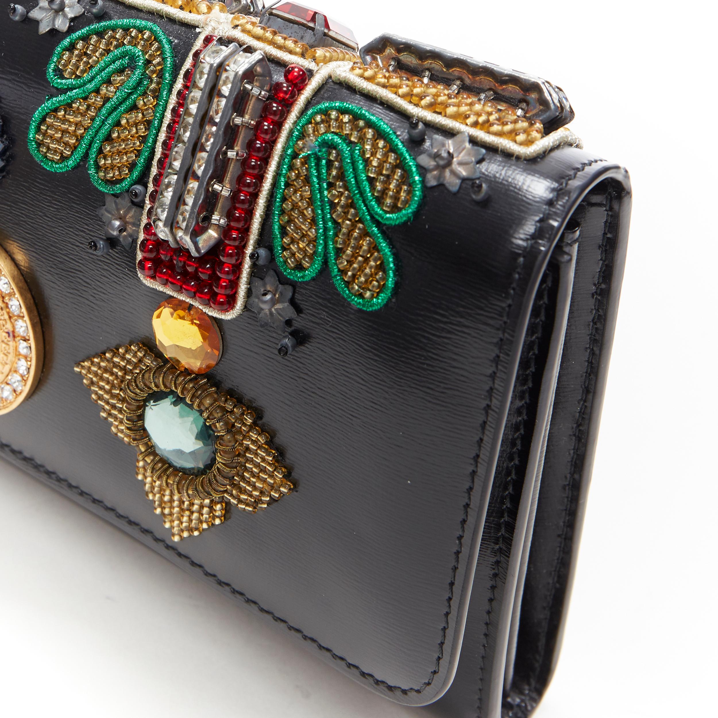 nuevo VERSACE Runway cuero negro Byzantium Cross cartera embellecida en bolso con cadena 4