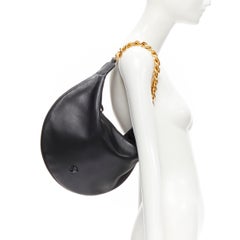 new VERSACE Runway black medusa lamb leather gold tone chain hobo top handle bag