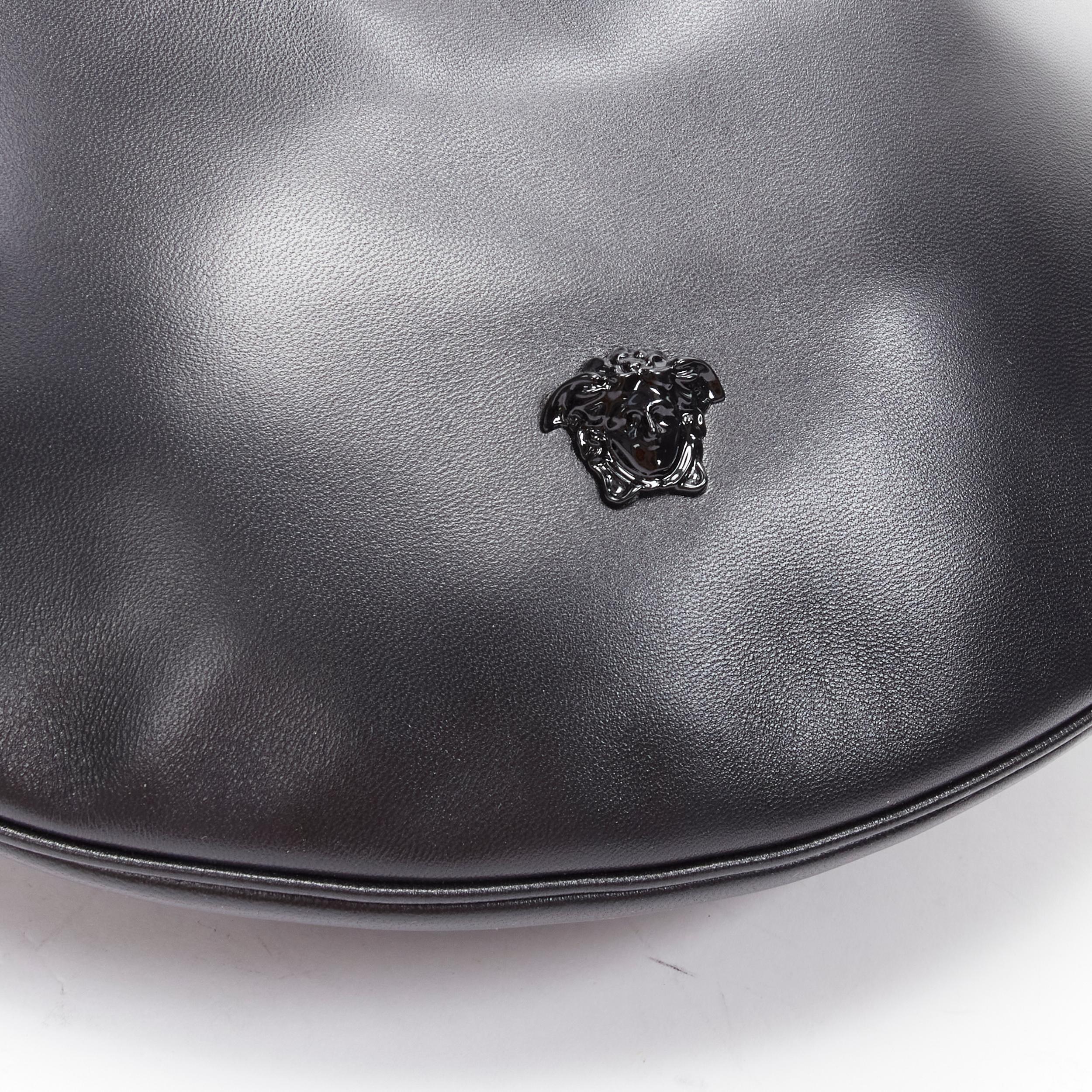 new VERSACE Runway black medusa lamb leather gold tone chain hobo top handle bag For Sale 1