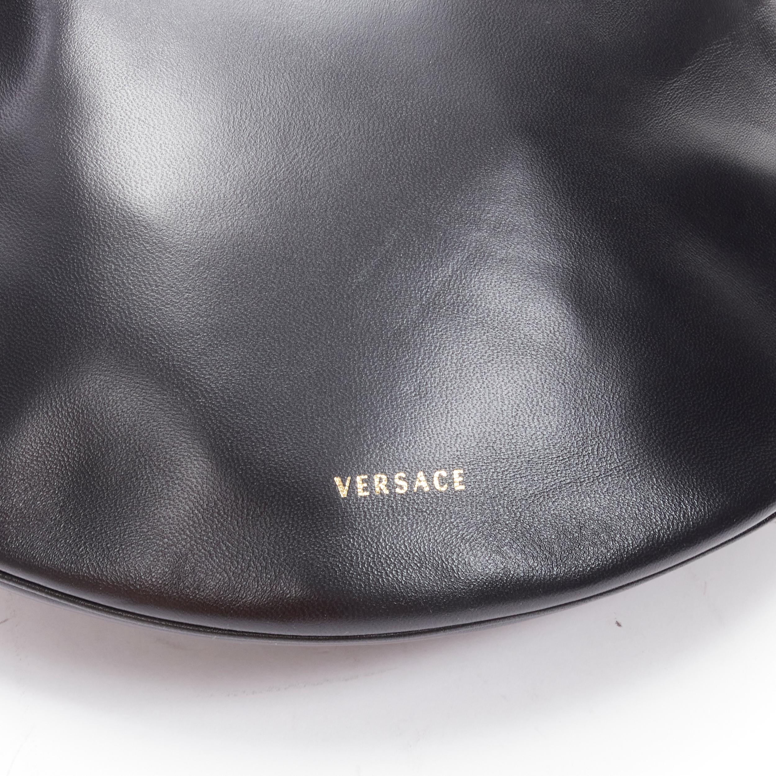 new VERSACE Runway black medusa lamb leather gold tone chain hobo top handle bag For Sale 2