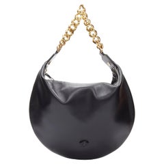 Neu VERSACE Laufsteg-Hobo-Top-Handtasche aus schwarzem Medusa-Lammleder mit goldener Kette