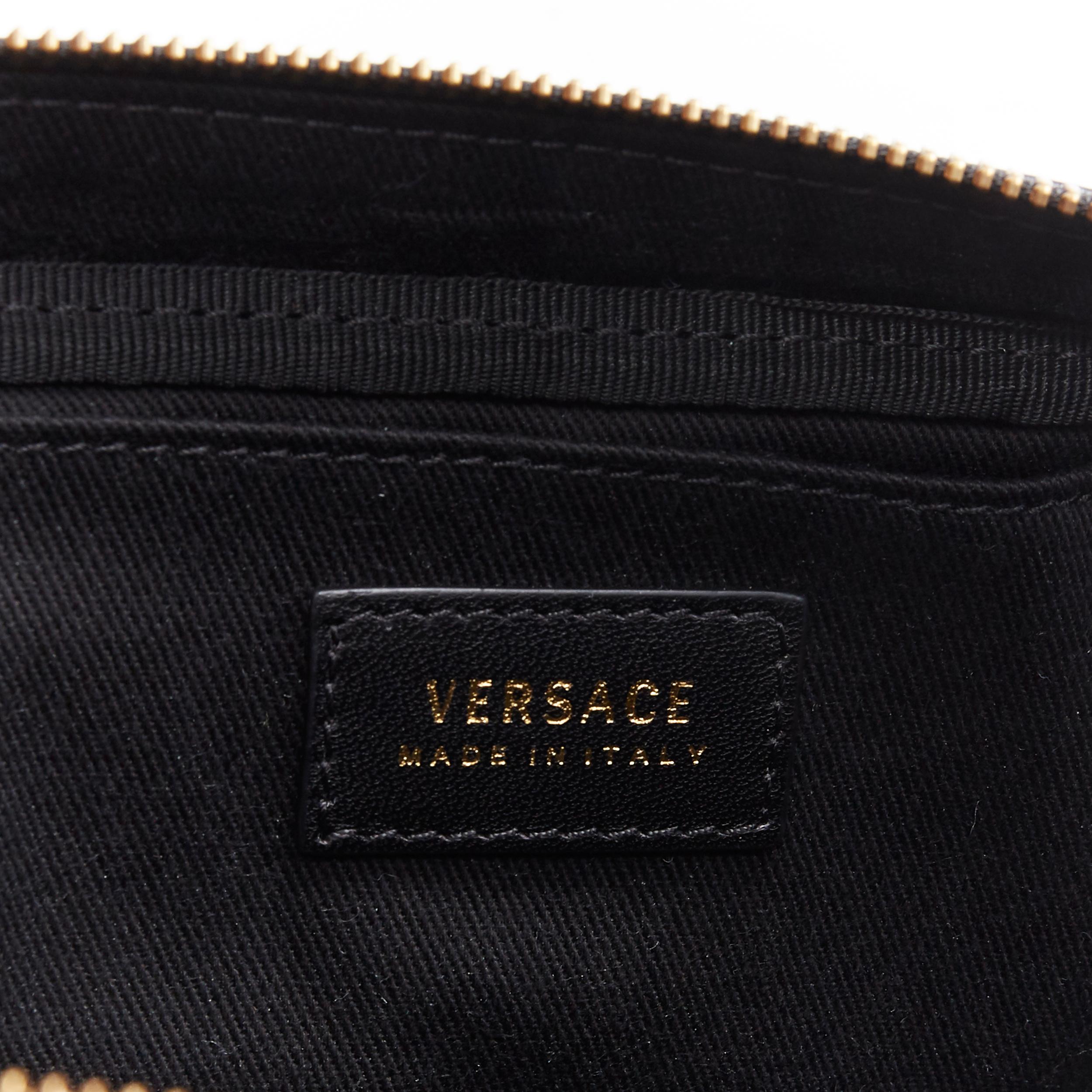 new VERSACE runway black quilted lamb leather gold Medusa long crossbody bag 5