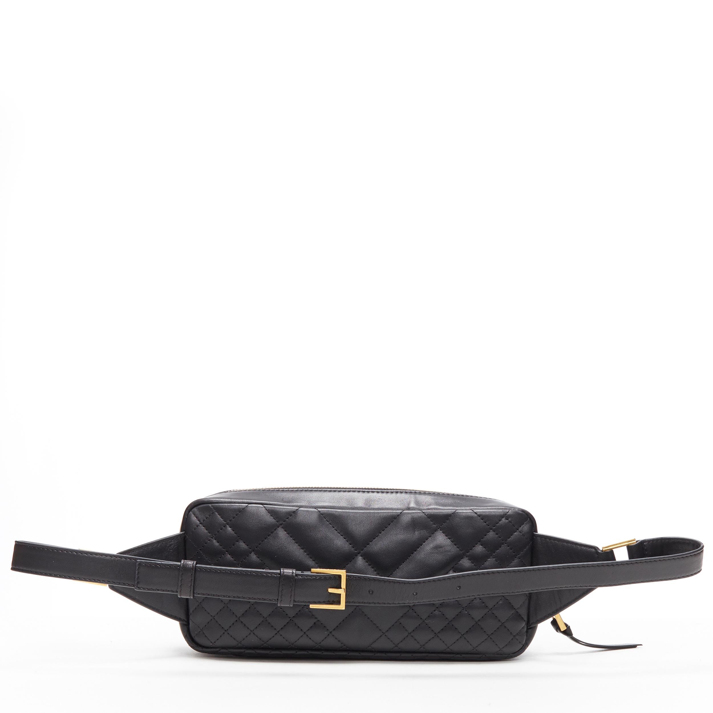 new VERSACE runway black quilted lamb leather gold Medusa long crossbody bag In New Condition In Hong Kong, NT