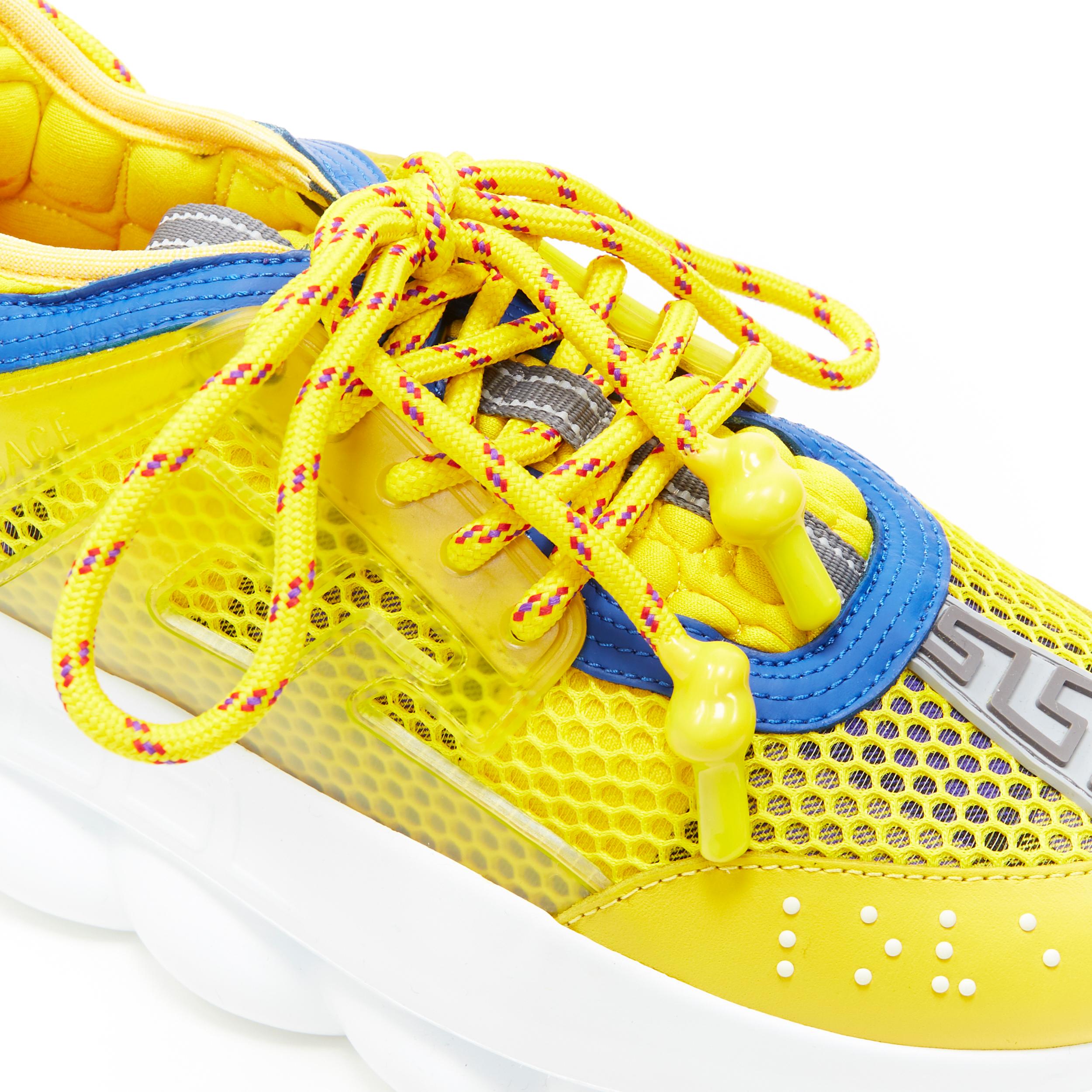 new VERSACE Runway Chain Reaction yellow mesh blue chunky dad sneaker EU38 2