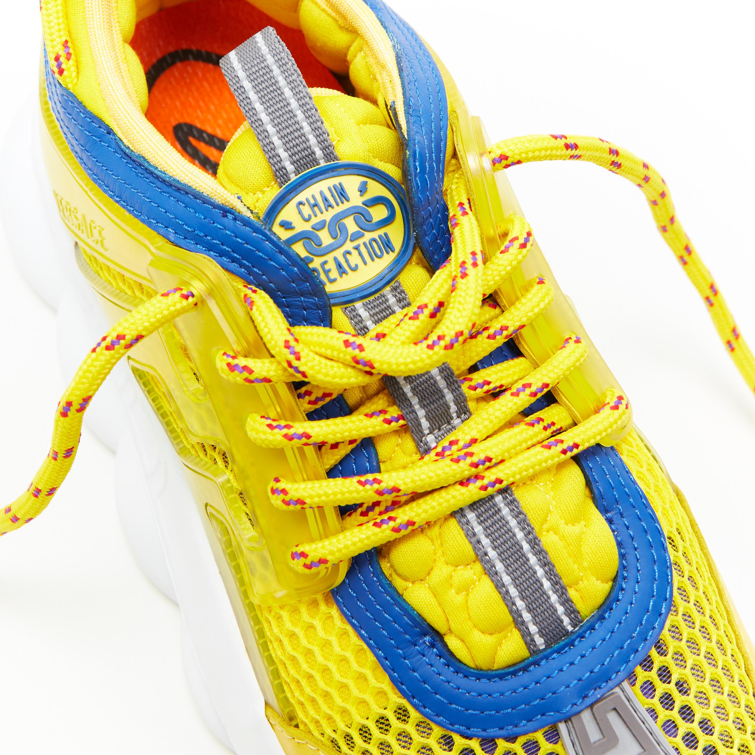 new VERSACE Runway Chain Reaction yellow mesh blue chunky dad sneaker EU38 3