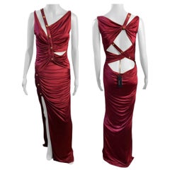 New Versace Runway Embellished Cutout Maxi Evening Dress Gown