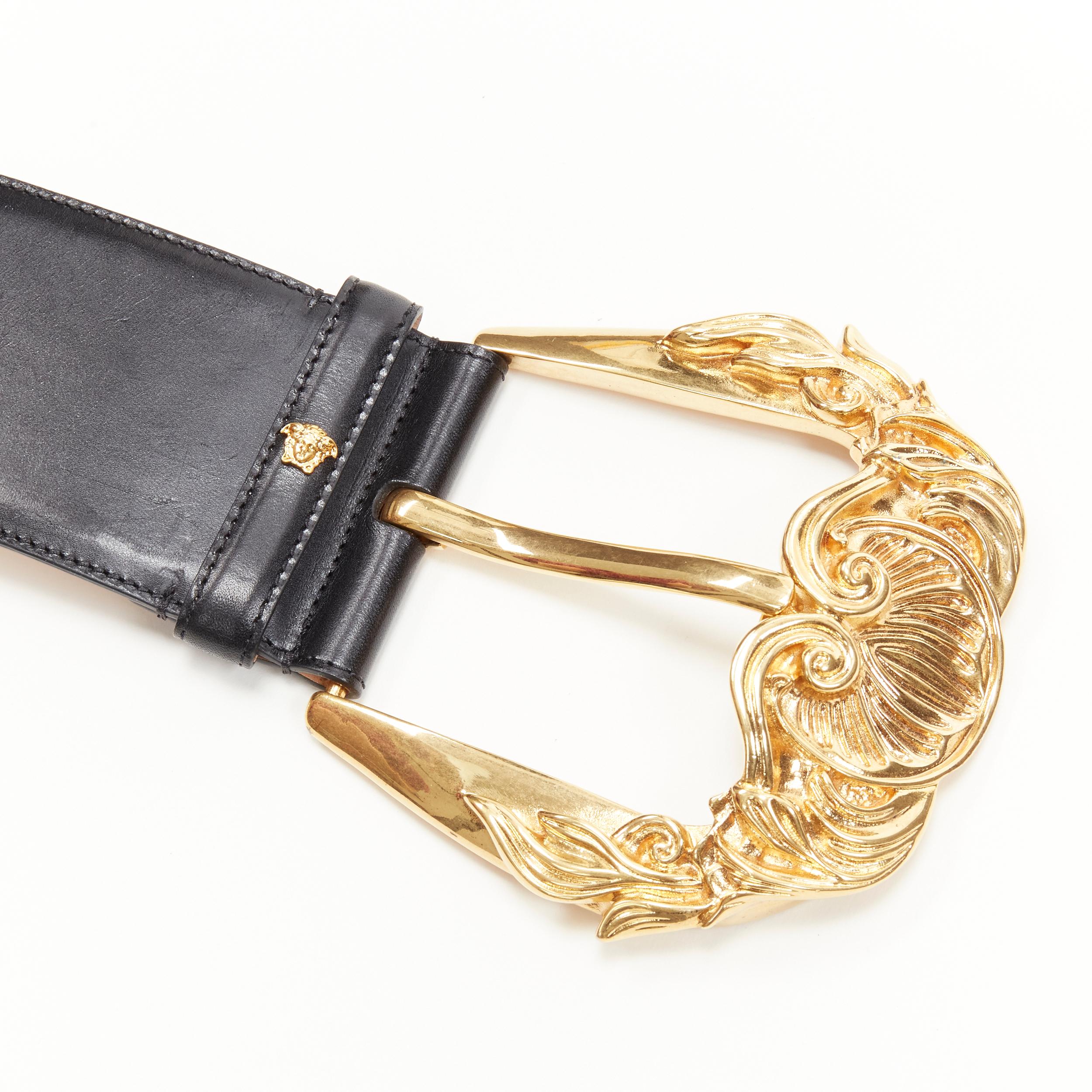 Women's new VERSACE Runway Gold Baroque oversized buckle waist belt Rihanna 75cm 30