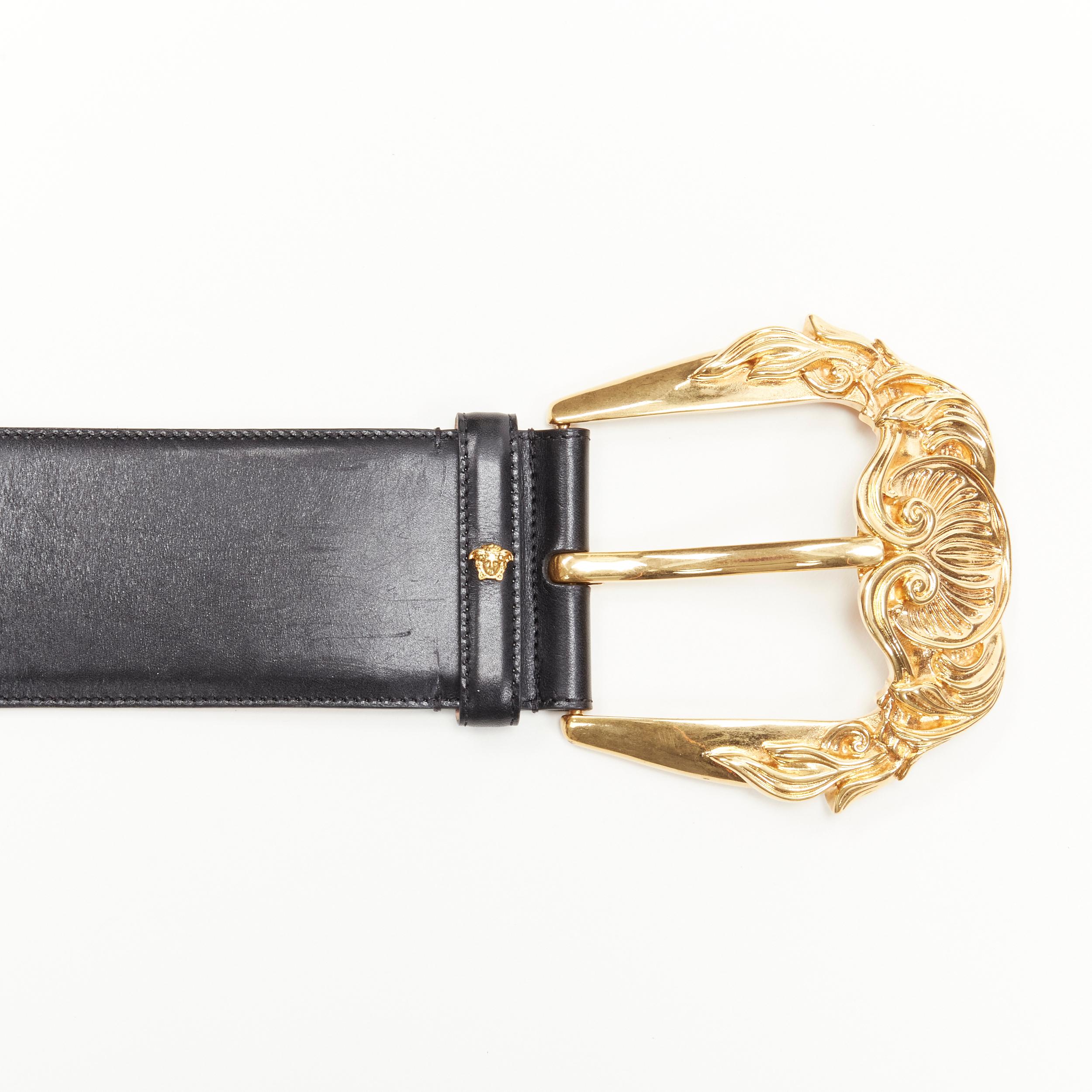 new VERSACE Runway Gold Baroque oversized buckle waist belt Rihanna 80cm 32