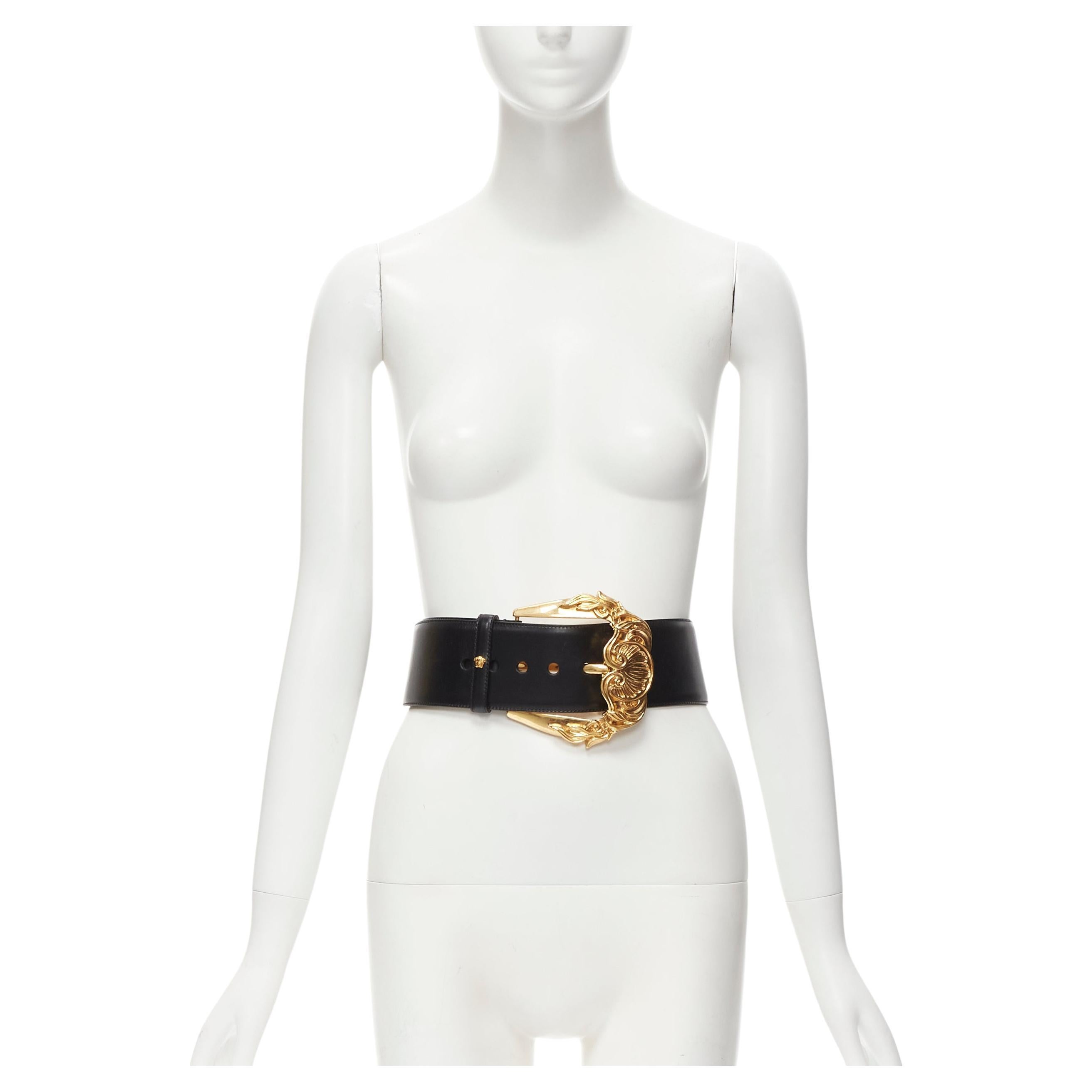 new VERSACE Runway Gold Baroque oversized buckle waist belt Rihanna 85cm 34"