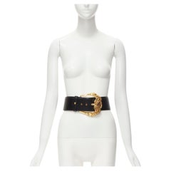 new VERSACE Runway Gold Baroque oversized buckle waist belt Rihanna 85cm 34"