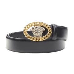 new VERSACE Runway Medusa gold chain silver buckle leather belt 90cm 34-38"
