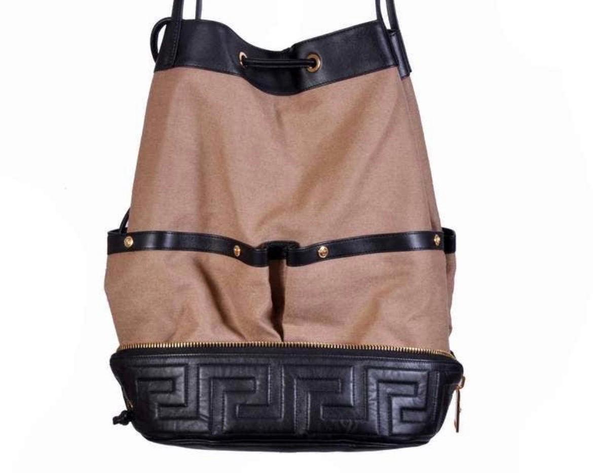 Gray New Versace Runway Men's Foldable Travel Handbag For Sale