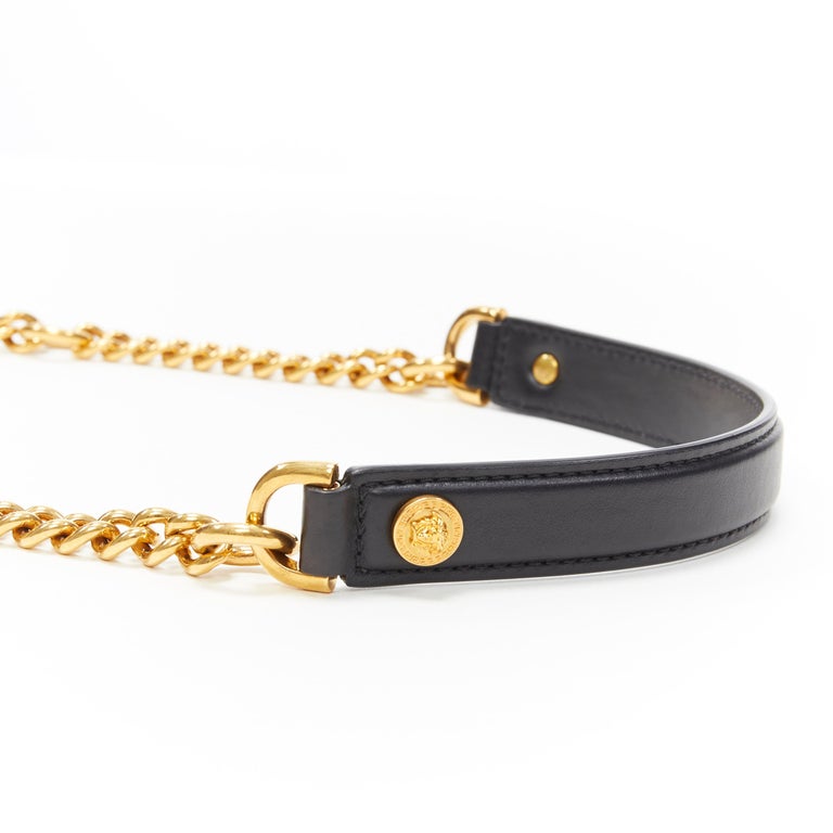 Versace Leather Dog Leash with Studs - Small