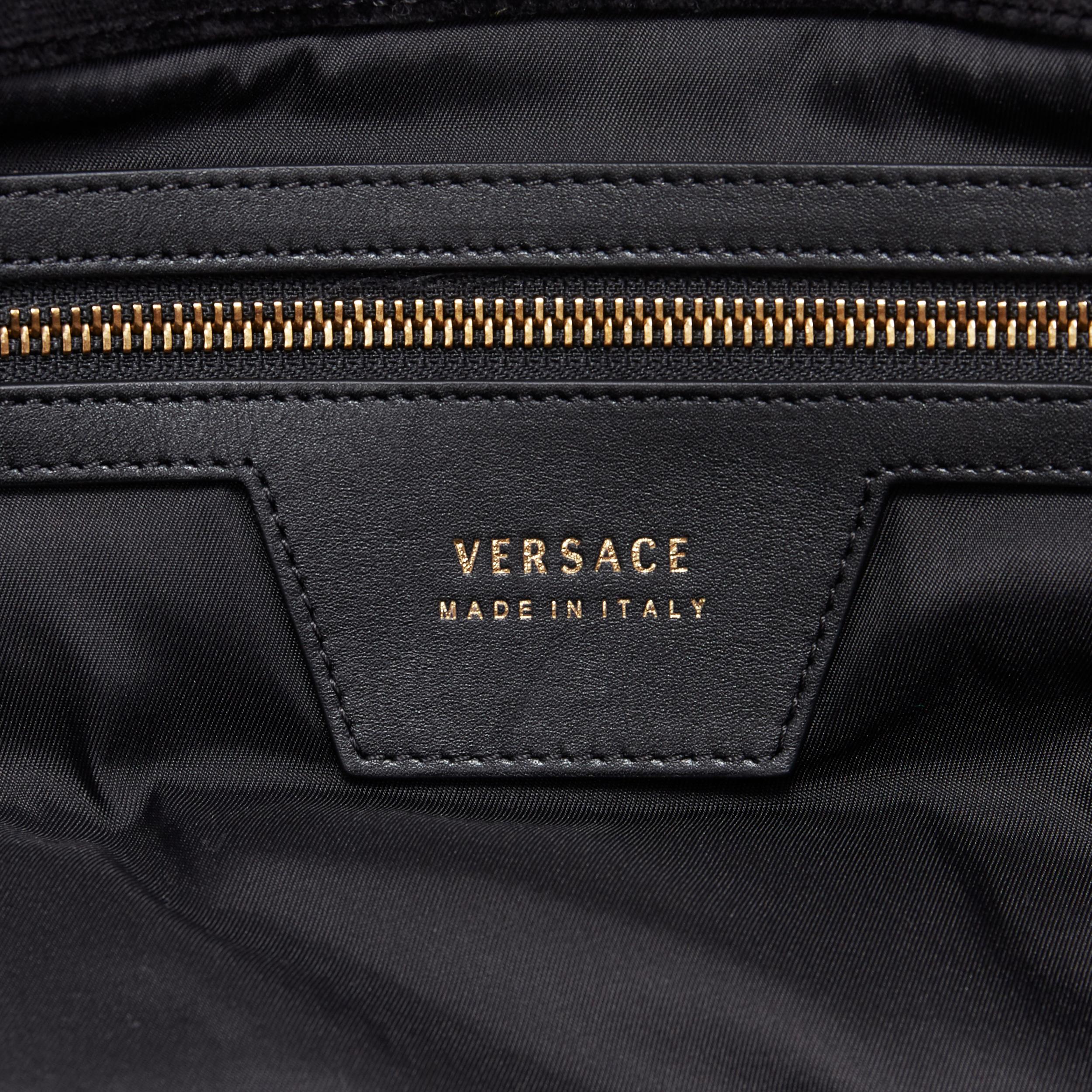 new VERSACE Runway Pillow Talk black velvet quilted foldover clutch tote bag 4