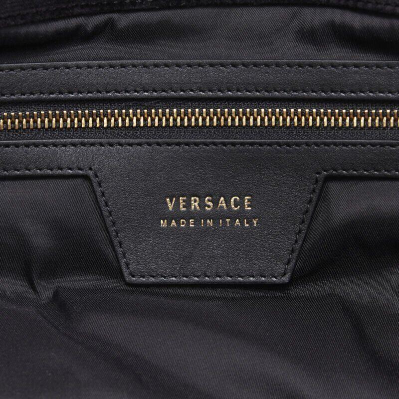 new VERSACE Runway Pillow Talk black velvet quilted foldover clutch tote bag For Sale 7