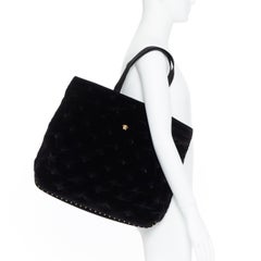 new VERSACE Runway Pillow Talk black velvet quilted foldover clutch tote bag