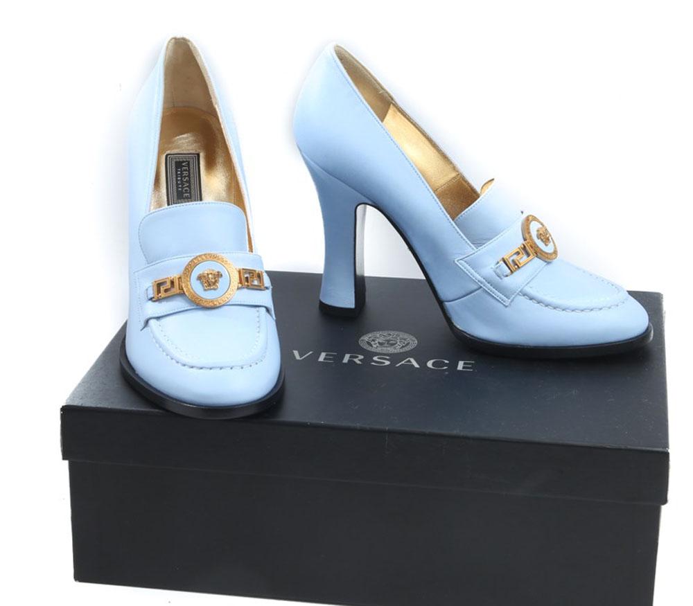 versace blue heels